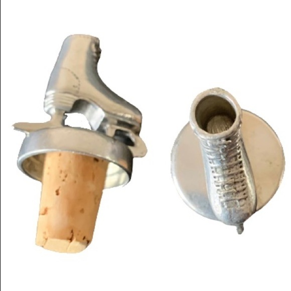 Metal Ice Skate Bottle Stopper Decorative Wine Bottle Stopper Comes in a Pair - Picture 10 of 11
